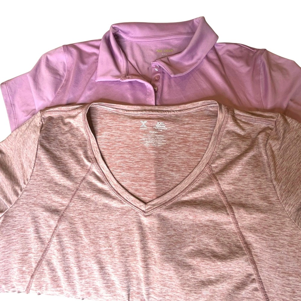 TEK GEAR/Xersion XXL Bundle of 2 Athletic Polo Shirt Performance Tee‎ Womens